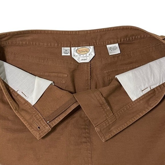 Talbots Linen Blend Pencil Skirt Brown Knee Length Office Summer Casual Size 14P - Picture 5 of 9